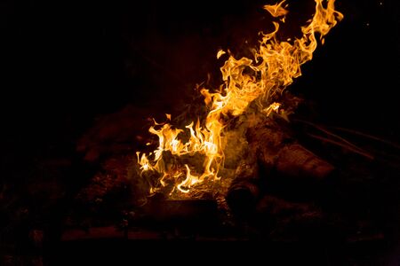 campfire in the night for backgrounds and compositionsの写真素材