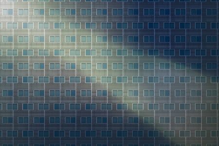 architectural pattern, modern window facade with sunbeamの写真素材