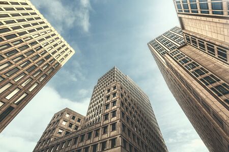 vintage style skyscrapers with backlight