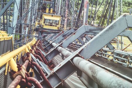 details of an huge old transportation bridge for ligniteの写真素材