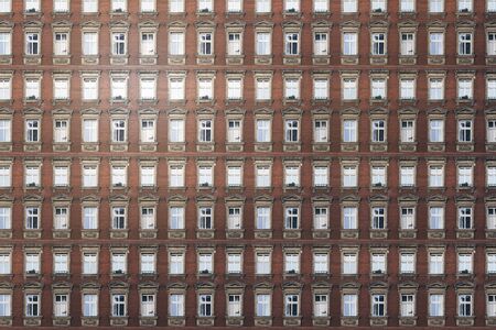 architectural pattern, old berlin house with stucco and red bricksの写真素材