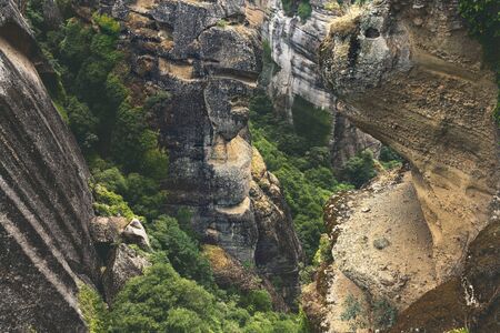 rock formations in the valleys of meteora, greeceの写真素材