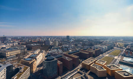 evening panorama of Berlin with Potsdamer Platzの写真素材