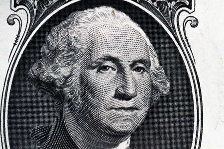 One dollar bill. Closeup of George Washington . US dollars background. American currency.の写真素材