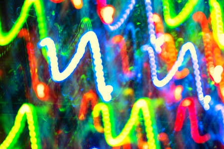 Defocused Image abstract background of moving colorful lights.の写真素材