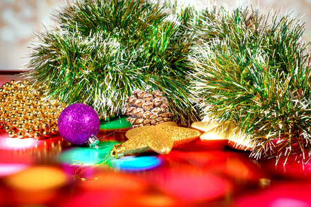Close up view of Christmas And New Year background, Christmas balls.の写真素材