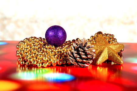Close up view of Christmas And New Year background, Christmas balls.の写真素材