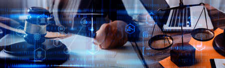 Two colleagues discussing data working and tablet, laptop with on on architectural project at...