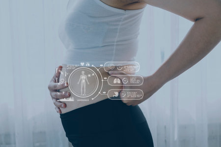 Fat woman hand holding excessive belly fat with measuring tape on white background. Shape up healthy...