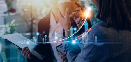 planning and strategy, Stock market, Business growth, progress or success concept. Businessman or...