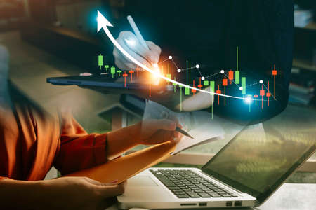 planning and strategy, Stock market, Business growth, progress or success concept. Businessman or...