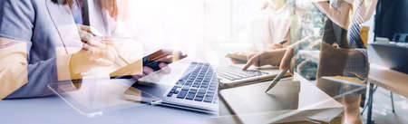 Startup small business entrepreneur or freelance Asian woman using a laptop with box, Young success...
