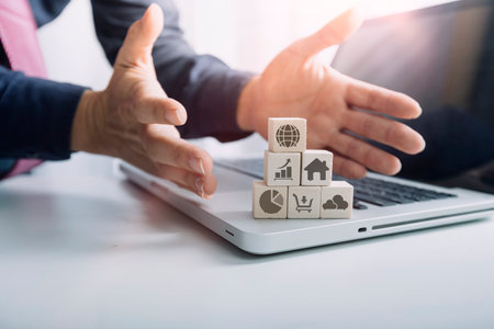 Business People Meeting to analyse and discuss and brainstorming the financial report chart data in office Financial advisor teamwork and accounting concept.の写真素材