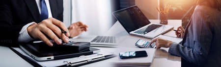 legal and businessman advisor, two business people talking, planning analyze investment and...