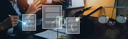 Consultation and conference of professional businesswoman and Male lawyers working and discussion...