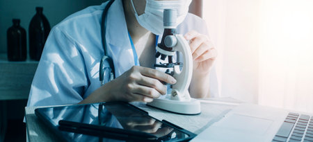 Medicine doctor or pharmacist use tablet or mobile phone.Health care and medical or Health Insurance...