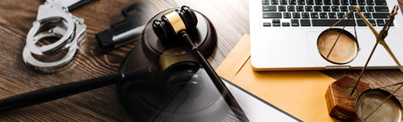 Business and lawyers discussing contract papers with brass scale on desk in office. Law, legal...