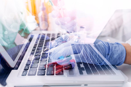 Doctor work on digital tablet healthcare doctor technology tablet using computer.の写真素材