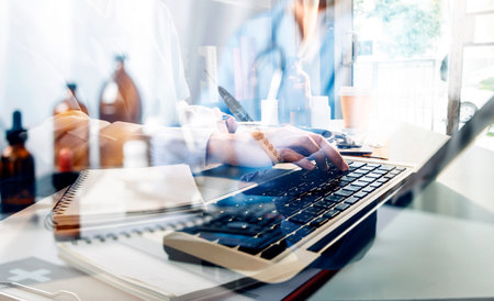 Doctor work on digital tablet healthcare doctor technology tablet using computer.