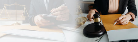 Double exposure of healthcare And Medicine concept. Doctor and modern virtual screen interface,...