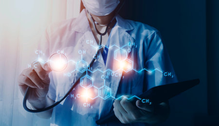 Medicine doctor or pharmacist use tablet or mobile phone.Health care and medical or Health Insurance concept.の写真素材