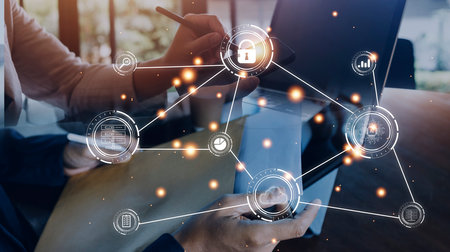 Digital transformation change management, internet of things. new technology bigdata and business...