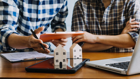 Signing home sales and insurance contracts with real estate agents, signing contracts to know the...