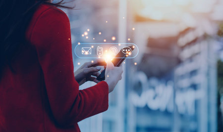 Customer support hotline Contact us people connection. Businessman using computer keyboard with the...