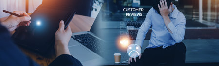 Customer Experience dissatisfied Concept, Unhappy Businessman Client with Sadness Emotion Face on...