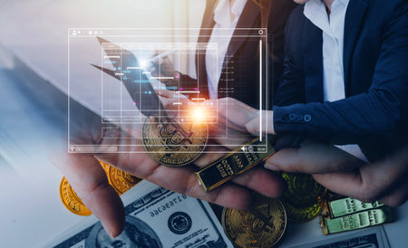 Analyst working with computer in Business Analytics and Data Management System to make report with...