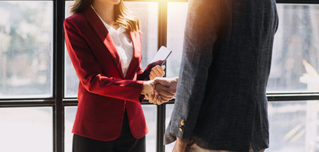 Businesswoman handshake and business people. Successful business handshake concept.の写真素材