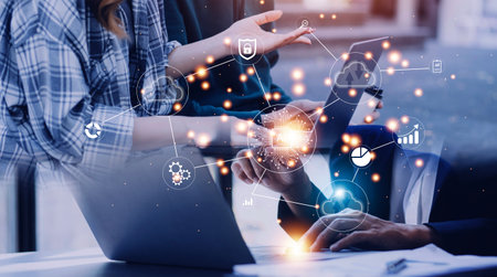 Digital transformation change management, internet of things. new technology bigdata and business...
