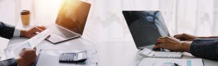 Team Of Business working at office with documents on his desk, doing planning analyzing the...