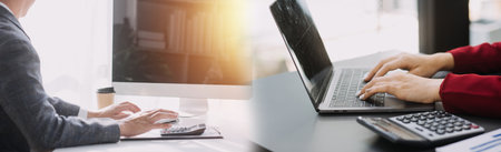 Team Of Business working at office with documents on his desk, doing planning analyzing the...