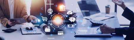 futuristic digital processing of biometric identification fingerprint scanner for access personal...
