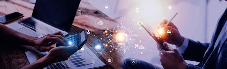 Digital transformation change management, internet of things. new technology bigdata and business...