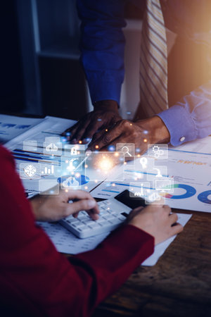 Digital transformation technology strategy, digitization and digitalization of business processes and data, optimize and automate operations, customer service management, internet and cloud computingの写真素材