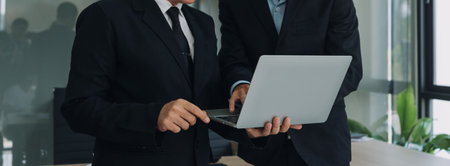 Entrepreneurs and business people conference in modern meeting room, happy multiracial coworkers have fun cooperating working together at office meeting, asian teamwork conceptの写真素材