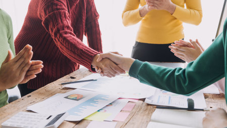 Businesswoman handshake and business people. Successful business handshake concept.の写真素材