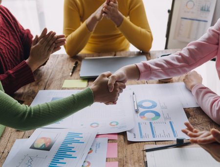 Businesswoman handshake and business people. Successful business handshake concept.の写真素材
