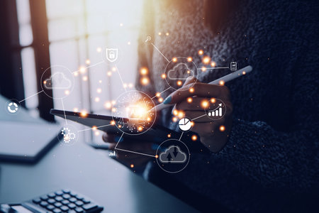 Digital transformation technology strategy, IoT, internet of things. transformation of ideas and the adoption of technology in business in the digital age, enhancing global business capabilities. Aiの写真素材