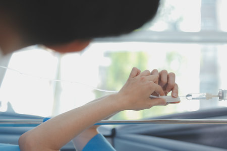 Women Asian doctors hold the patient hand and encourage and provide medical advice While checking...