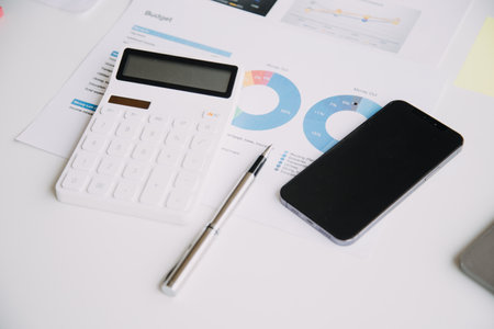 Businesswoman or accountant working Financial investment on calculator, calculate, analyze business...