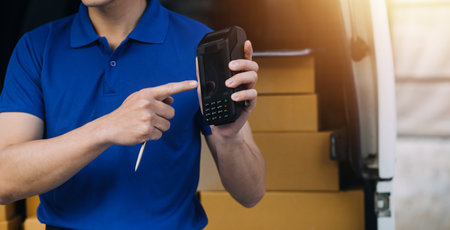 Business woman start up small business entrepreneur SME success .freelance woman working at home with Online Parcel delivery. SME and packaging deliveryconceptの写真素材