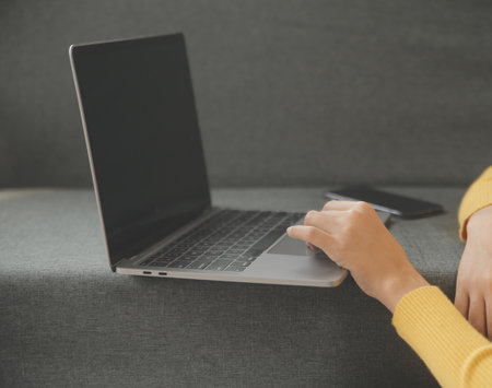 Black woman, tablet and small business in ecommerce, fashion or logistics in remote startup at home. African American female owner working on touchscreen technology in clothing store successの写真素材