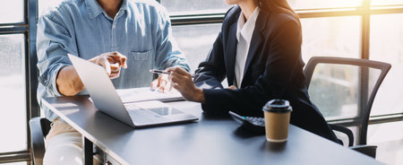 Team of business people are meeting to analyze data for marketing plan,Market research reports and income statistics, Financial and Accounting concept.の写真素材