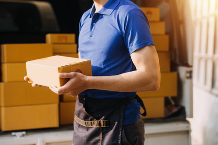 Business woman start up small business entrepreneur SME success .freelance woman working at home with Online Parcel delivery. SME and packaging deliveryconceptの写真素材