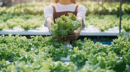 Farmer Plantation checking quality by tablet agriculture modern technology Concept. Smart farming, using modern technologies in agriculture. Man agronomist farmer with digital tablet computer.の写真素材