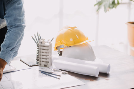 Construction and structure concept of Engineer or architect meeting for project working with partner...
