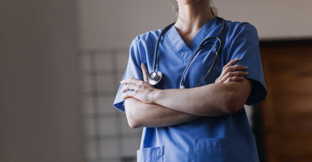 Homecare nursing service and elderly people cardiology healthcare. Close up of young hispanic female...